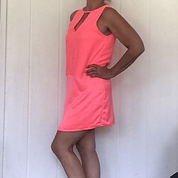 PARKER NEW YORK ORANGE PINK SLEEVELESS SHIFT DRESS SMALL - Picture 7 of 14